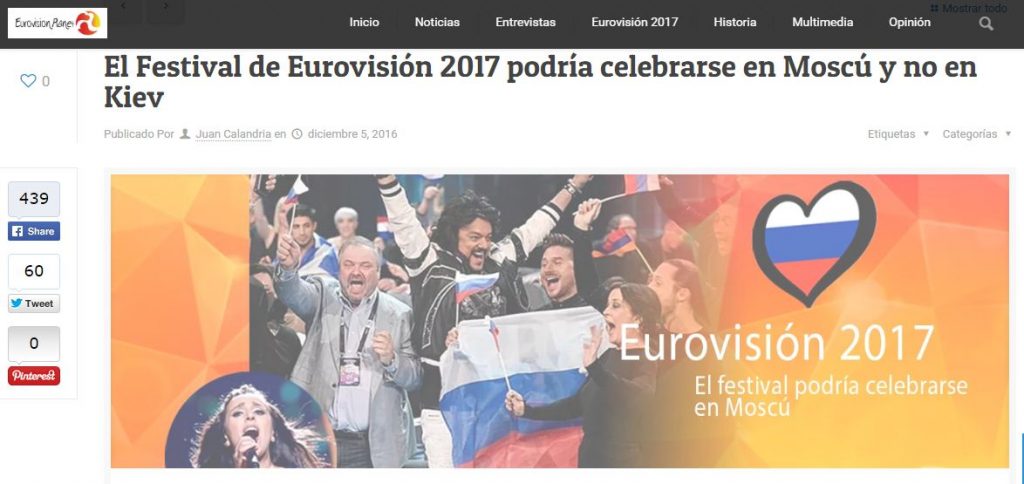 Fake: Eurovision to Be Moved to Moscow | StopFake